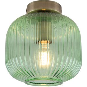 Groene plafondlamp Charlois, glas, retro