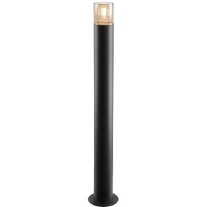 Zwarte staande buitenlamp Sanel, Smoke glas, 90cm