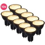 10-pack Zwarte dimbare GU10 LED spot Antonie, 5 Watt, 2700K (Warm wit)