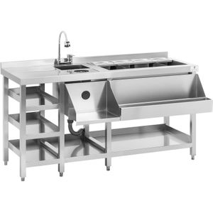 Cocktailstation - met ijscontainer, 4 GN 1/9 containers, glazenwasser en flessenhouder - Royal Catering