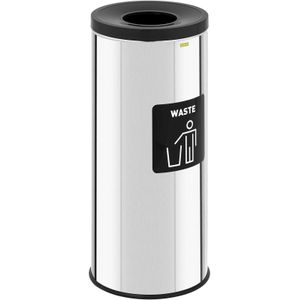 ulsonix Prullenbak - 45 L - chroom - restafvallabel