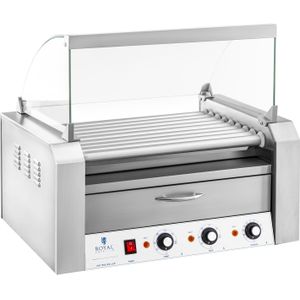 Royal Catering Hotdog Grill - 9 rollen - Warmhoudlade - Roestvast staal