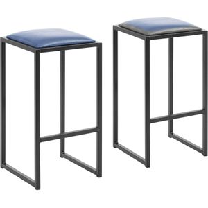 Barkruk - set van 2 - zwart/blauw - met bekleding - Royal Catering