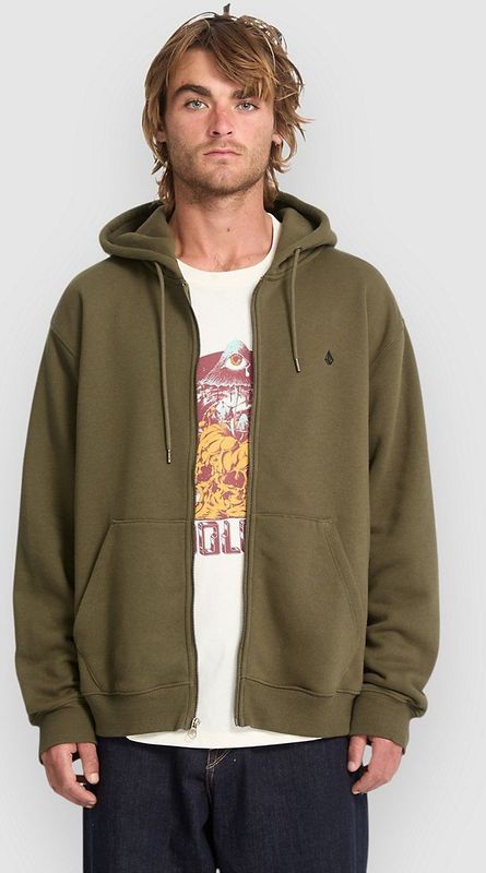 Volcom - Single Stone - Sweatvest - Olijfgroen - Gevoerde Capuchon