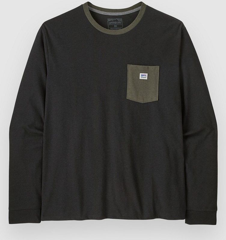 Patagonia L/S Shop Sticker Pocket Responsibili-Tee Longsleeve (Heren |zwart)