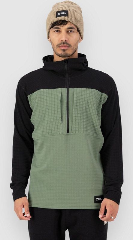 Mons Royale Offgrid Merino Fleece 1/2 Zip L/S Merinovest (Heren |zwart)