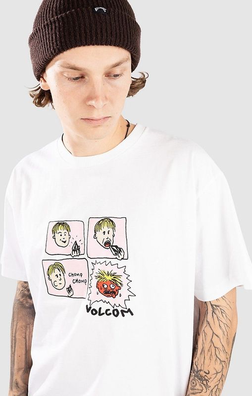 Volcom - Shirt - Pink - Motiefprint - Katoen - Kwartmouw