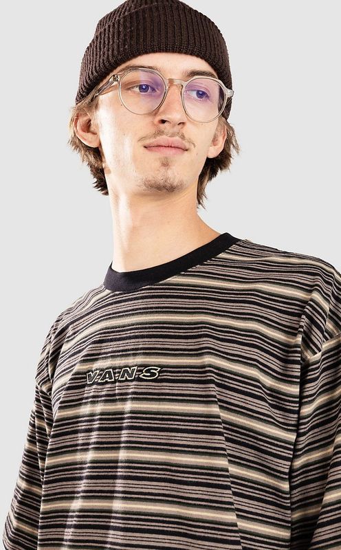 VANS - Shirt 'Cameron' - Gestreept T-shirt - Cappuccino - Donkerbruin - Donkergroen - Zwart