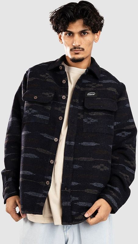 Oxbow - Nightfall Jacquard Overshirt - Heren Overhemd - Deep Marine - Wol