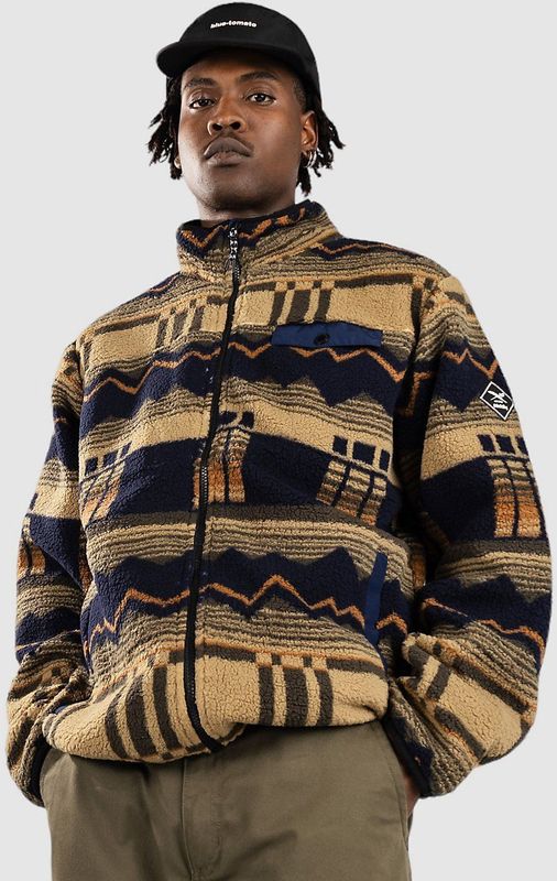 Iriedaily - Insaneia - Fleece Jas - Marine - Bruin - Kaki