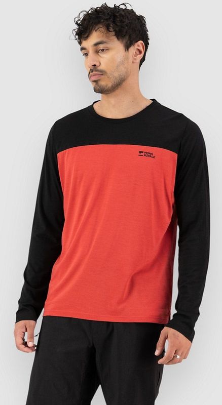 Mons Royale Diversion Merino Bike Jersey L/S Fietsshirt (Heren |rood/zwart)