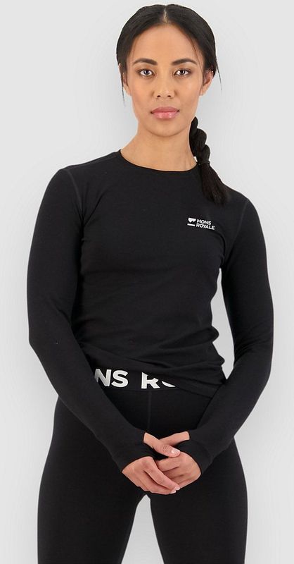 Mons Royale - Cascade Merino Flex 200 L/S - Merino-ondergoed - Zwart
