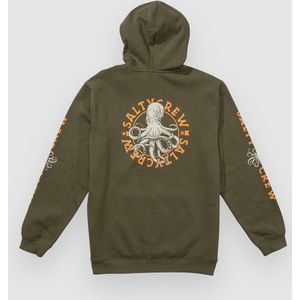 Salty Crew - Tentacles Hooded Fleece - Sweatshirt - Dusty Olive - Katoen