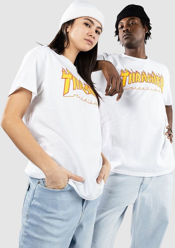 Thrasher - Flame Tee - T-shirt - Wit
