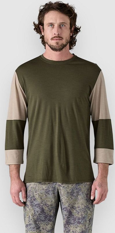 Patagonia - Merino 3/4 Sleeve - Fietsshirt - Olijfgroen