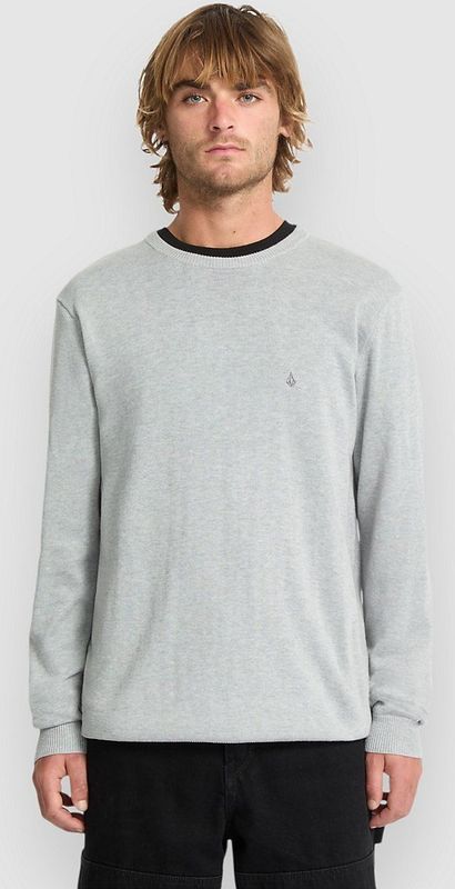 Volcom - Trui - Lichtgrijs - Geribbelde Kraag - Lange Mouw