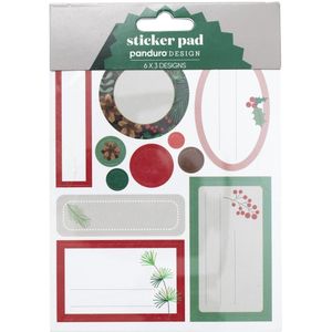 Panduro sticker pad - 18 vellen - klassieke kerstlabels