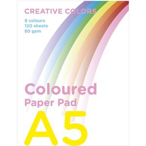Gekleurd papier - A5 - 9 kleuren - 120 vellen