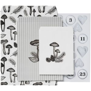 Cadeauzakjes en advent stickers - paddenstoelen