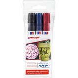 edding 1455 kalligrafiemarker set - 3 stuks - zwart, blauw, rood