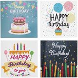 Diamond painting kaarten - 4 stuks - Happy Birthday