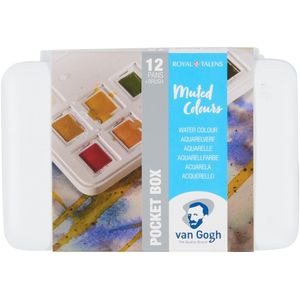 van Gogh aquarelverf pocket box - 12 halve napjes - gedempte tinten