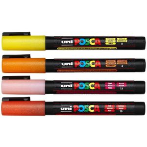 POSCA acrylmarker set - fijn PC-3M - glitters - warme tinten