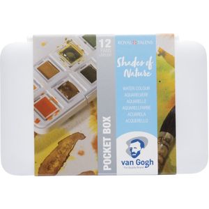 van Gogh aquarelverf pocket box - 12 halve napjes - natuurtinten