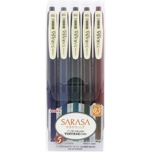 Zebra Sarasa Vintage Color - gelpennen - 5 stuks