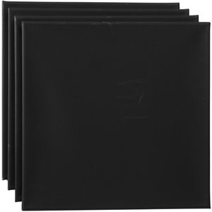 Gespannen canvasdoek - zwart - 30x30 cm - 4 stuks