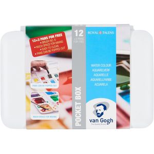 van Gogh aquarelverf pocket box - 12+3 halve napjes - basic