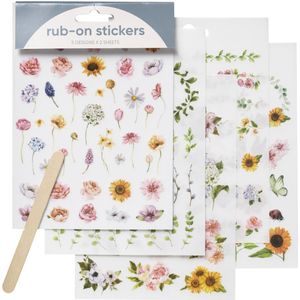 Rub-on stickers - 10 vellen - bloemen/vlinders