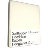 Katoenen Split Topper Hoeslaken Romanette Ivoor-160 x 210 cm