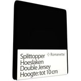 Double Jersey Split Topper Hoeslaken Romanette Zwart-Lits-Jumeaux (160 x 200/210/220 cm)