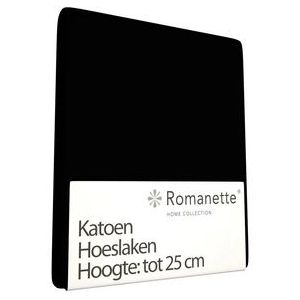 Katoenen Hoeslaken Romanette Zwart-140 x 200 cm