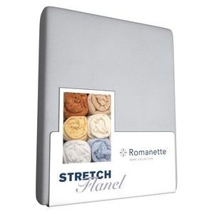 Flanellen Stretch Hoeslaken Romanette Lichtgrijs-Lits-Jumeaux (160/180 x 200/210/220 cm)