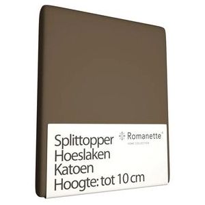 Split Topper Hoeslaken Romanette Taupe (Katoen)-160 x 220 cm
