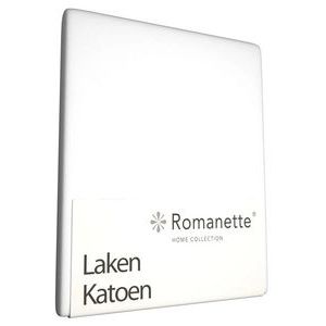 Romanette Luxe Katoen Laken Tweepersoons 200x250 - Wit