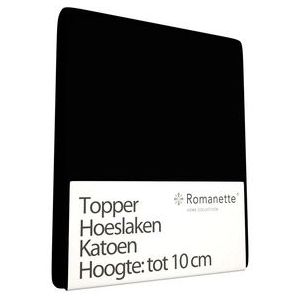Katoenen Topper Hoeslaken Romanette Zwart-90 x 200 cm