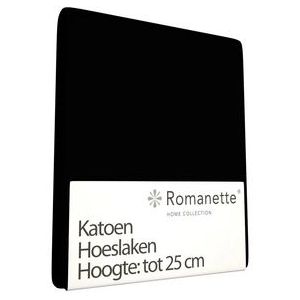 Katoenen Hoeslaken Romanette Zwart-180 x 200 cm