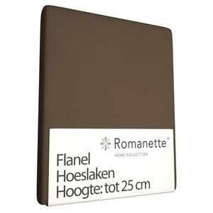 Flanellen Hoeslaken Romanette Taupe-180 x 200 cm