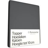 Katoenen Topper Hoeslaken Romanette Antraciet-160 x 220 cm