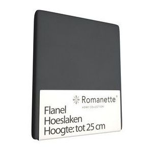 Hoeslaken Romanette Antraciet (Flanel)-200 x 220 cm
