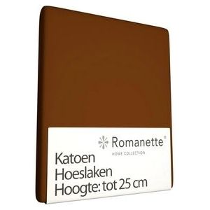 Katoenen Hoeslaken Romanette Bruin-100 x 200 cm