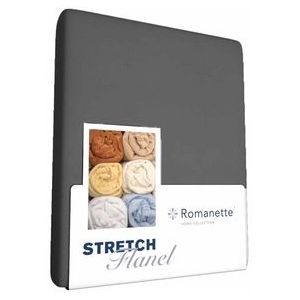 Flanellen Stretch Hoeslaken Romanette Antraciet-Lits-Jumeaux (160/180 x 200/210/220 cm)