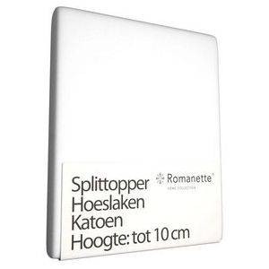 Katoenen Split Topper Hoeslaken Romanette Wit-180 x 210 cm