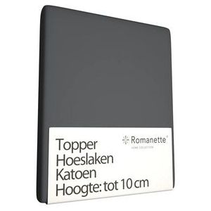 Katoenen Topper Hoeslaken Romanette Antraciet-90 x 200 cm