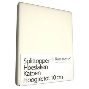 Katoenen Split Topper Hoeslaken Romanette Ivoor-180 x 200 cm