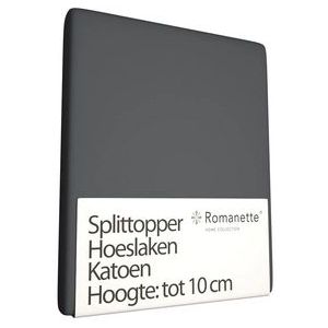 Katoenen Split Topper Hoeslaken Romanette Antraciet-180 x 220 cm