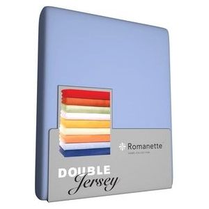 Double Jersey Hoeslaken Romanette Lichtblauw-Lits-Jumeaux XL (200 x 200/210/220/230 cm)